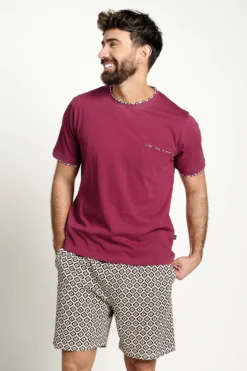 Pijama hombre corto algodón estampado geométrico | MUYDEMI