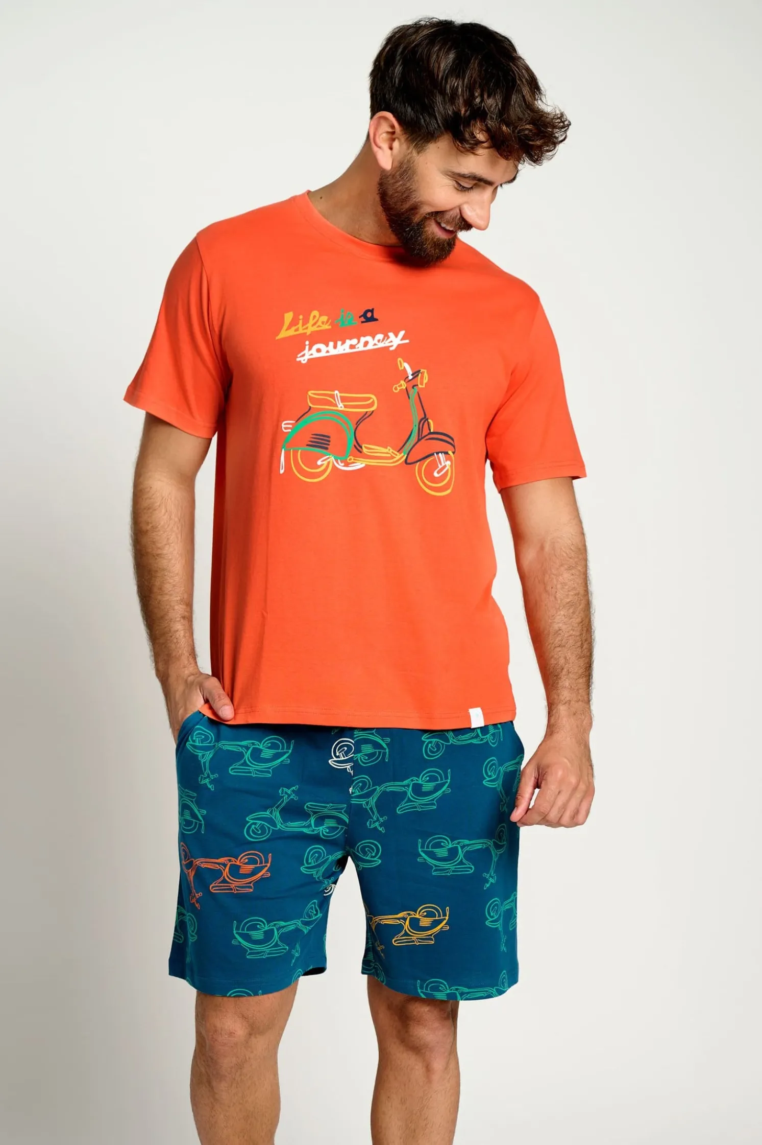 Pijama hombre corto algodón motos | MUYDEMI