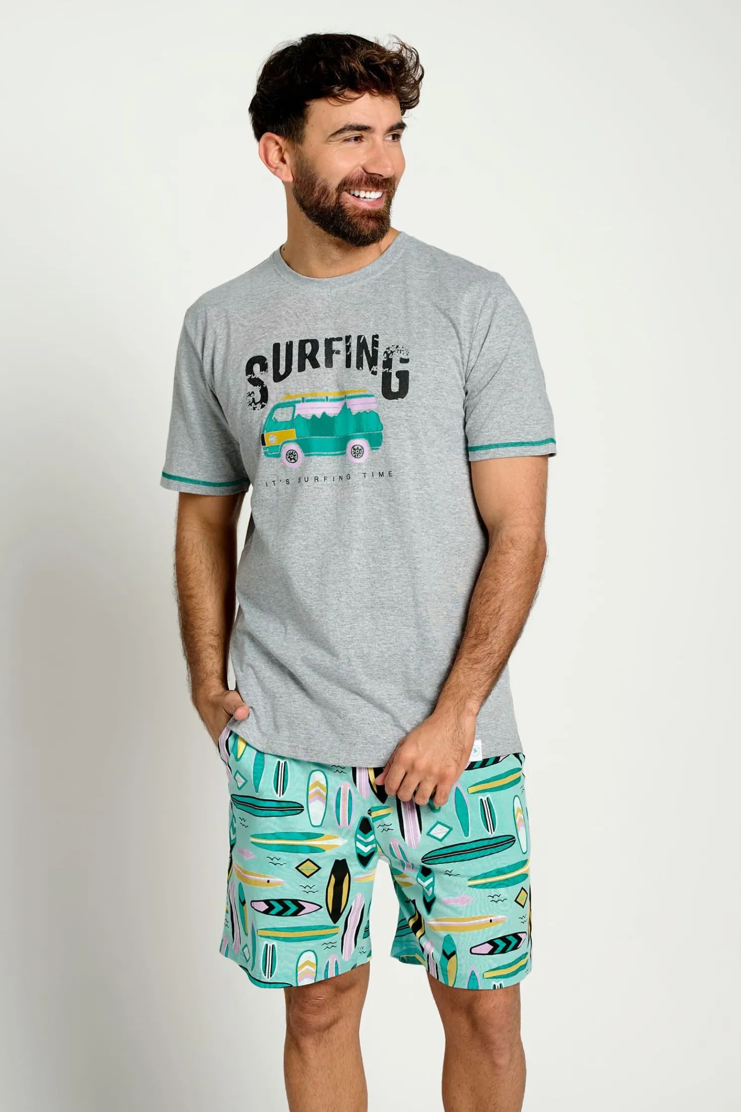 Pijama hombre corto algodón Surfer | MUYDEMI