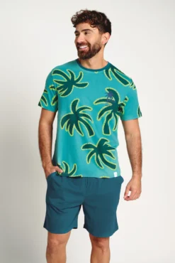Pijama hombre manga corta algodón estampado palmeras | MUYDEMI