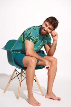 Pijama hombre manga corta algodón estampado palmeras | MUYDEMI