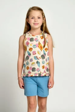 Pijama infantil corto algodón Seashell azul | MUYDEMI