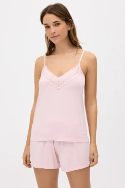 Pijama ligero camiseta tirantes y pantalón corto rosa