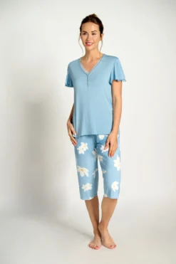 Pijama mujer capri flores azul | MUYDEMI