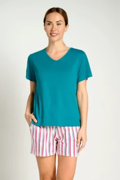 Pijama mujer corto algodón rayas | MUYDEMI