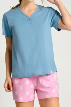 Pijama mujer corto azul y rosa | MUYDEMI