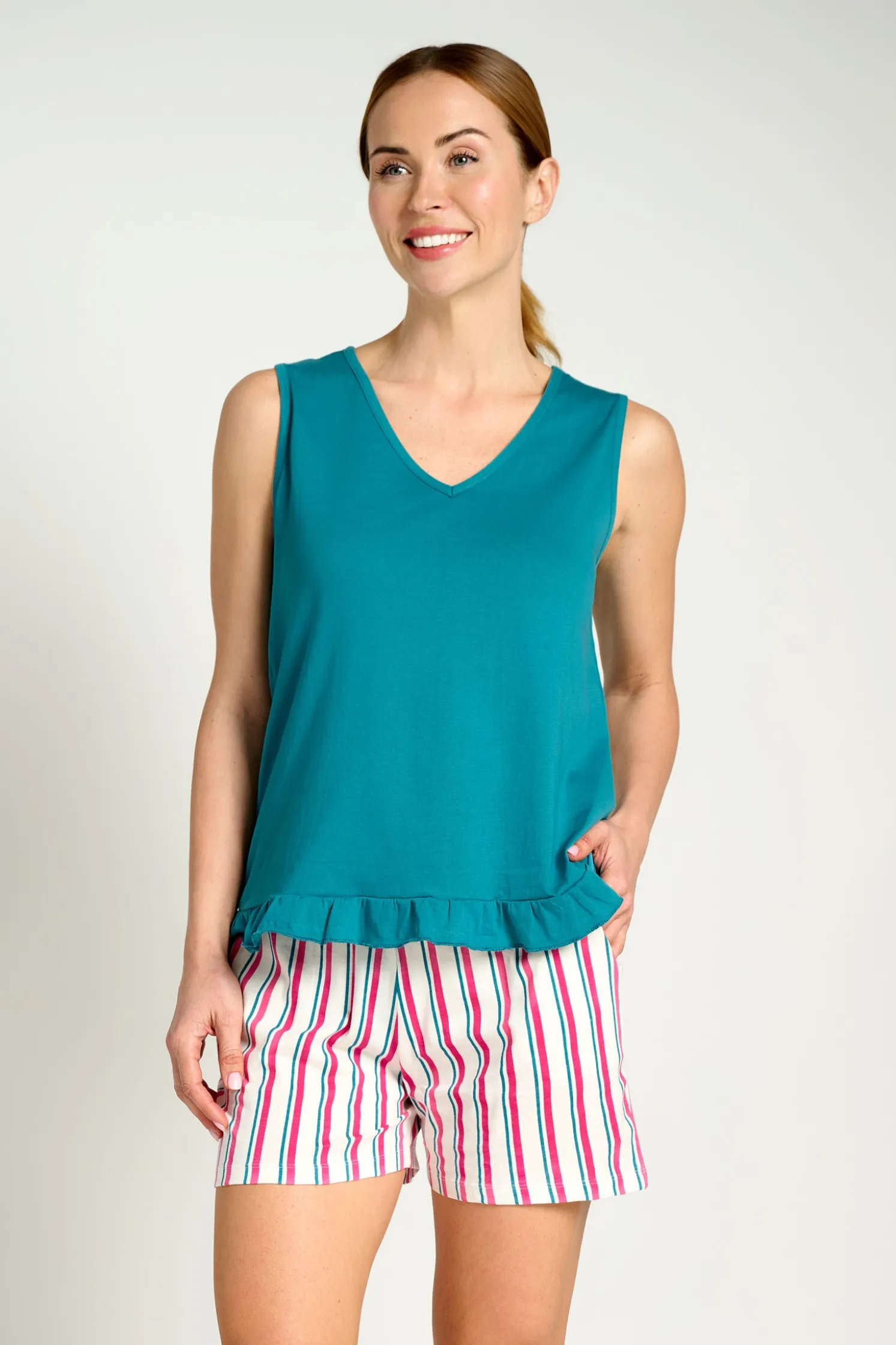 Pijama mujer corto tirantes algodón rayas | MUYDEMI