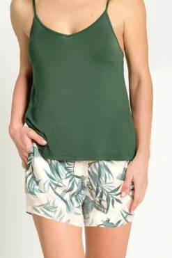 Pijama mujer tirantes ligero hojas | MUYDEMI