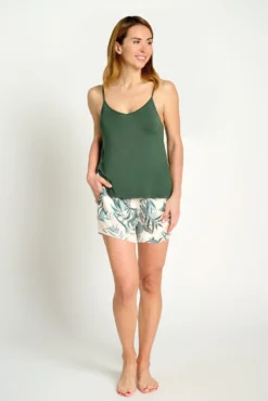 Pijama mujer tirantes ligero hojas | MUYDEMI