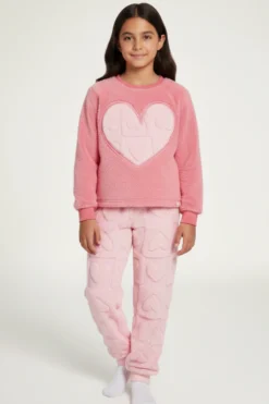 Pijama polar juvenil 10-16 años relieve corazones | MUYDEMI