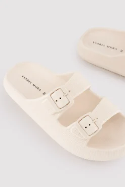 Sandalias de playa hebillas antideslizantes extra comfort marfil