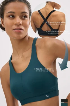 Sujetador deportivo Compressive alto impacto tirantes regulables negro