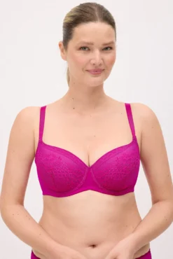 Sujetador reductor con aro con relleno encaje fucsia