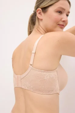 Sujetador reductor con aro con relleno detalles encaje nude copas C y D
