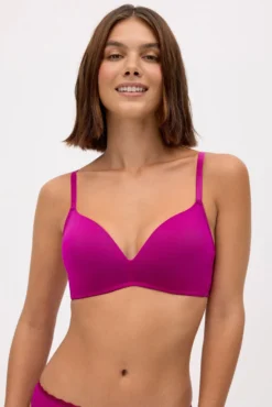 Sujetador sin aro con relleno encaje fucsia