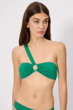 Top bikini asimetrico verde copa B