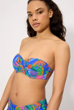 Top bikini bandeau estampado tropical copa C