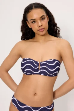 Top bikini bandeau estampado ondas marino copa C