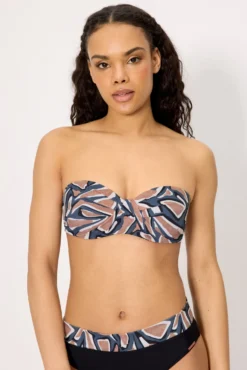 Top bikini bandeau estampado copas C y D