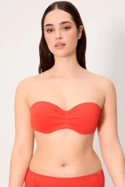 Top bikini bandeau micropiqué coral copa C