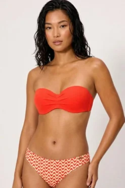 Top bikini bandeau micropiqué coral copa C