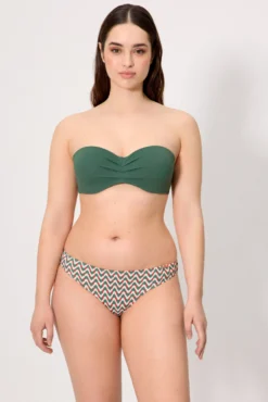 Top bikini bandeau micropiqué verde botella copa C