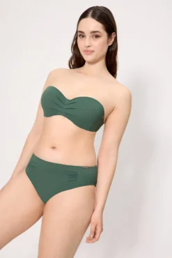 Top bikini bandeau micropiqué verde botella copa C