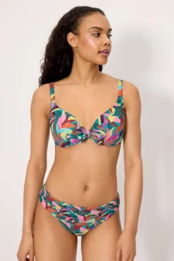 Top bikini con aro estampado hojas copa C