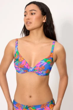 Top bikini con aro estampado tropical copa B