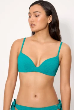 Top bikini con textura turquesa copa B