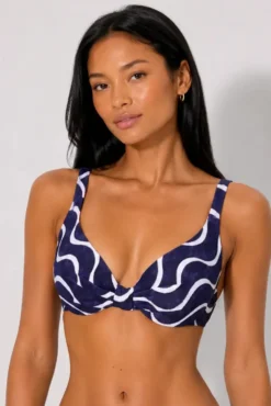 Top bikini estampado ondas marino copa B