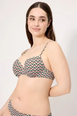 Top bikini micropiqué estampado verde botella copa C