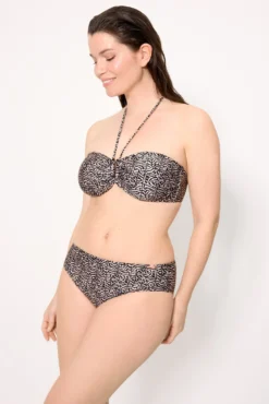 Top bikini reductor bandeau estampado con brillo copa D