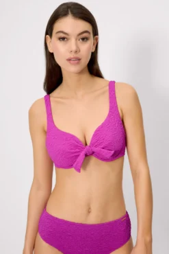 Top bikini reductor con textura lila copa C