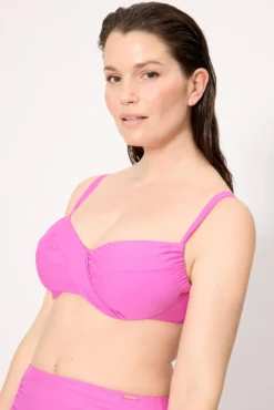 Top bikini reductor contorno regulable rosa copa D