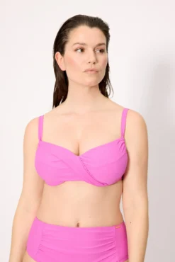 Top bikini reductor contorno regulable rosa copa D
