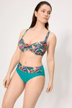 Top bikini reductor estampado hojas copas D y E