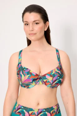 Top bikini reductor estampado hojas copas D y E
