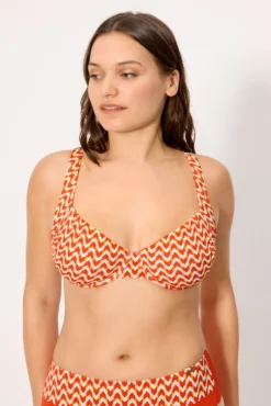 Top bikini reductor micropiqué estampado coral copas E y F