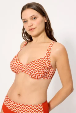 Top bikini reductor micropiqué estampado coral copas E y F