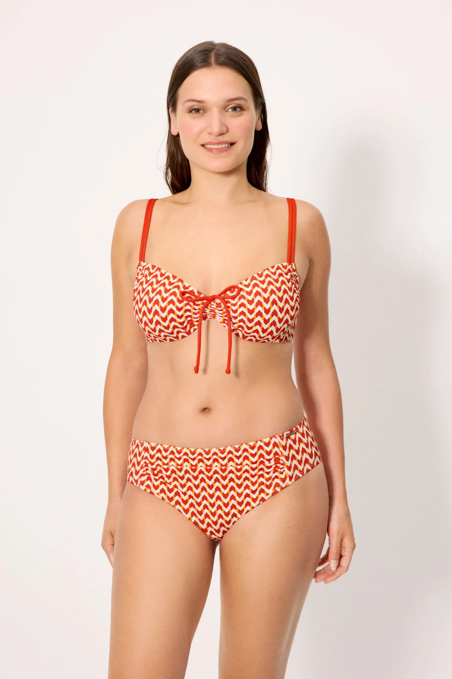 Top bikini reductor micropiqué estampado coral copa D