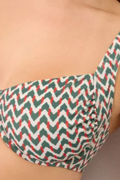 Top bikini reductor micropiqué estampado verde botella copas E y F