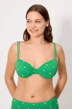 Top bikini reductor piqué lunares verde copa D