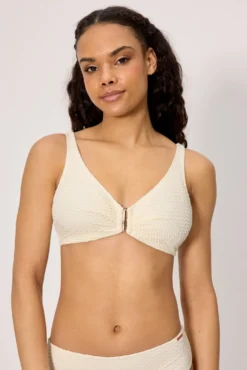 Top bikini reductor tejido calado marfil copa C