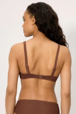 Top bikini reductor tejido calado marrón copa C