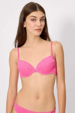 Top bikini textura rosa copa B