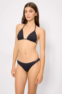 Top bikini triángulo textura negro copa B