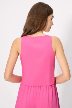 Top chaleco anudado tirantes rosa