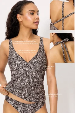 Top tankini reductor estampado con brillo copa C