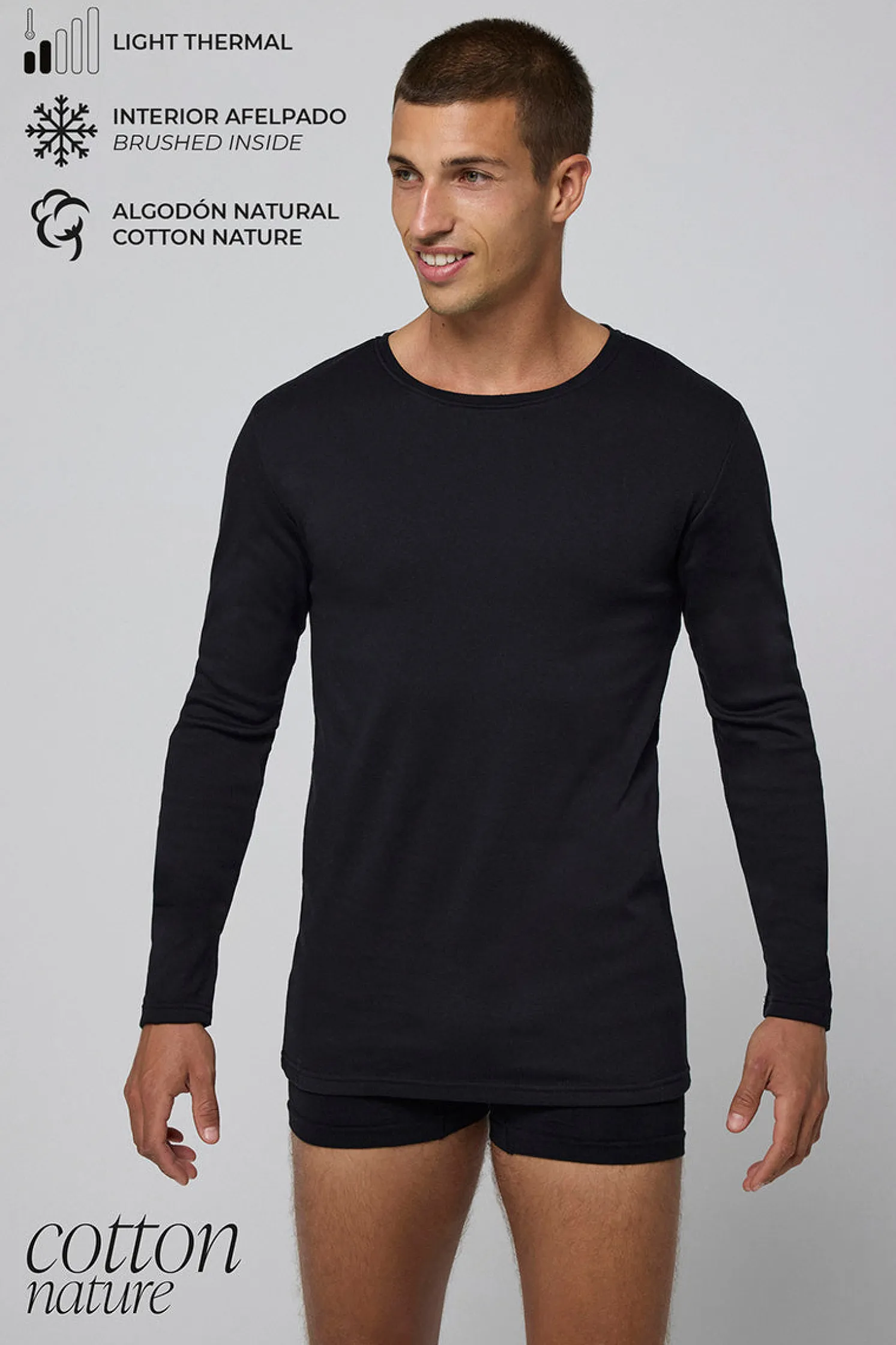 TÉRMICO LIGERO Camiseta algodón manga larga negro
